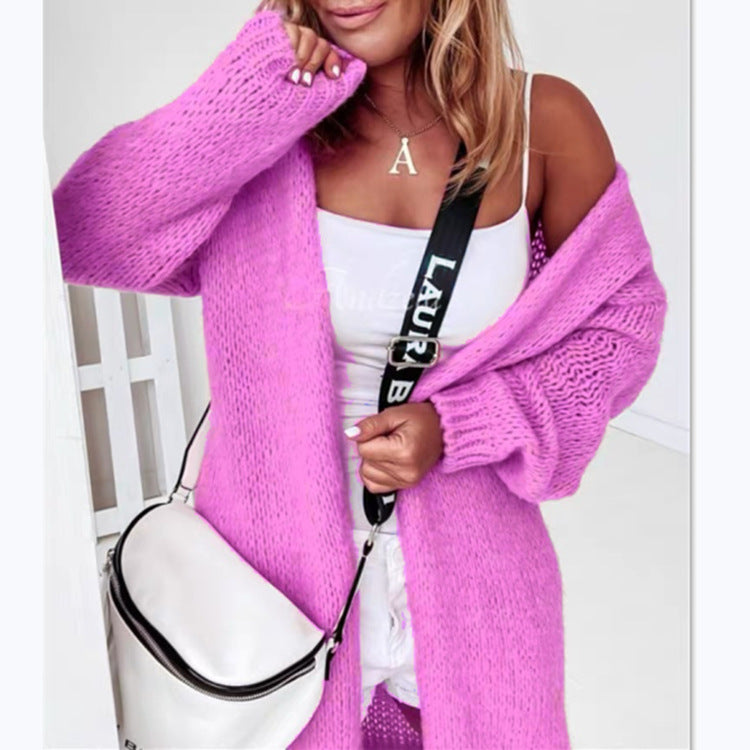 Women's Knitted Loose-fitting Solid Color Long Sleeves Women's Sweater