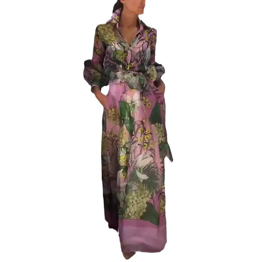 Women's Printed Elegant Young Long-sleeved Two-piece Set Suits