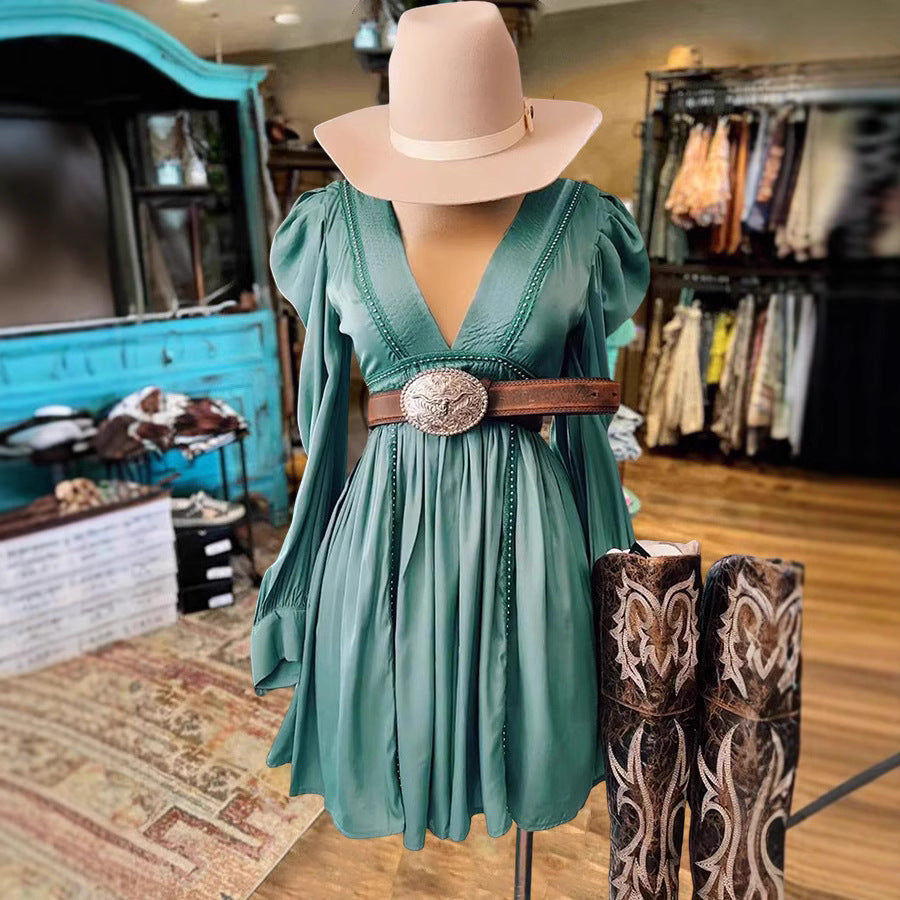 Women's Long Sleeve Foam Beads Puff Dress Dresses