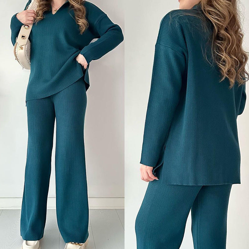 Women's Solid Color Fashion Lapel Loose Casual Suits