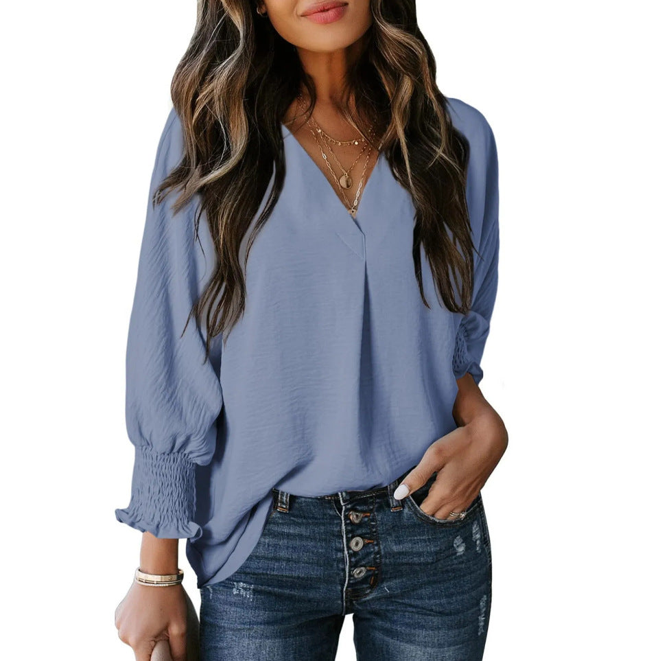 Women's Casual Long Sleeve Loose Shirt T-shirt Blouses
