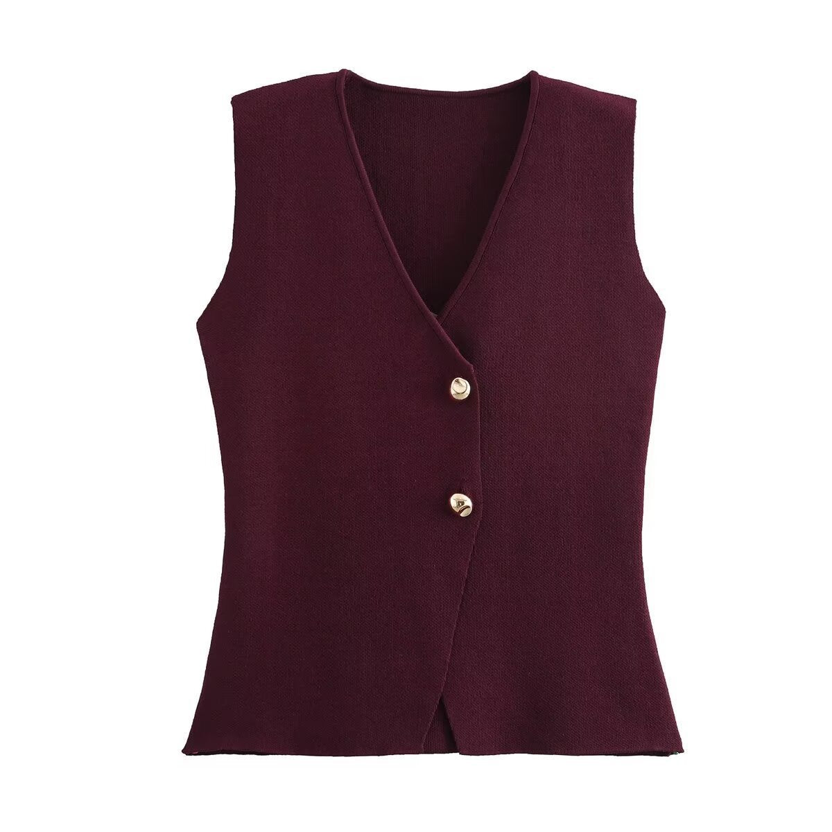 Women's Knitted Fashion Casual Button Gold Tops