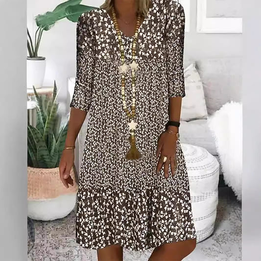 Women's Summer Floral Print Mid-length Sleeves Dress Dresses