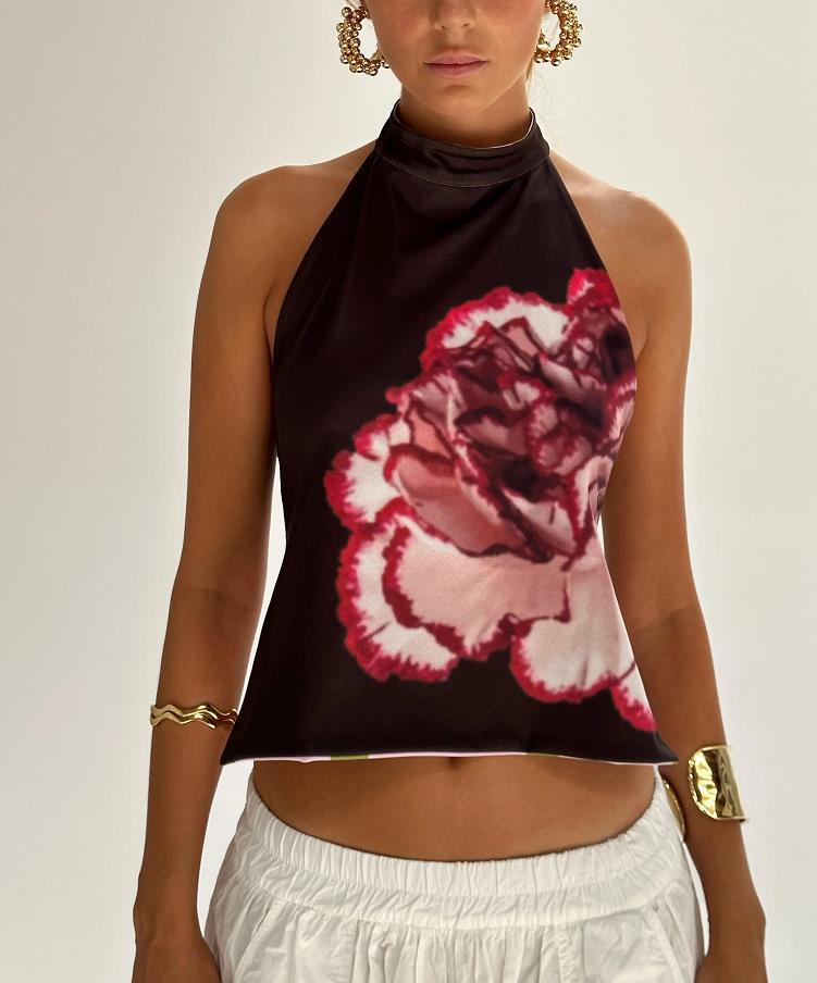 Women's Halter Elegant Sleeveless Cold-shoulder Long Irregular Tops