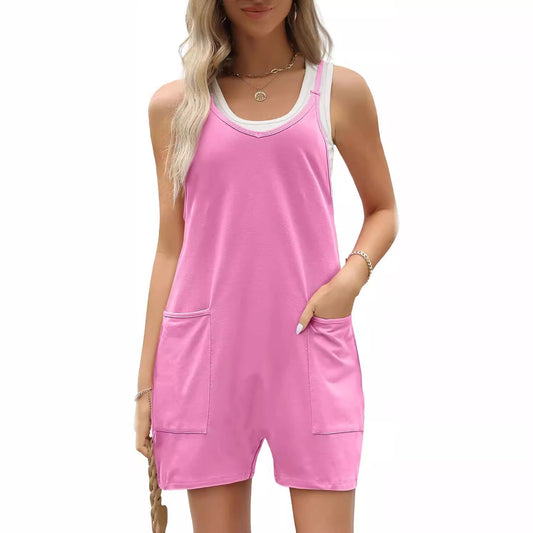 Women's Casual With Big Pockets Spaghetti Straps Jumpsuits