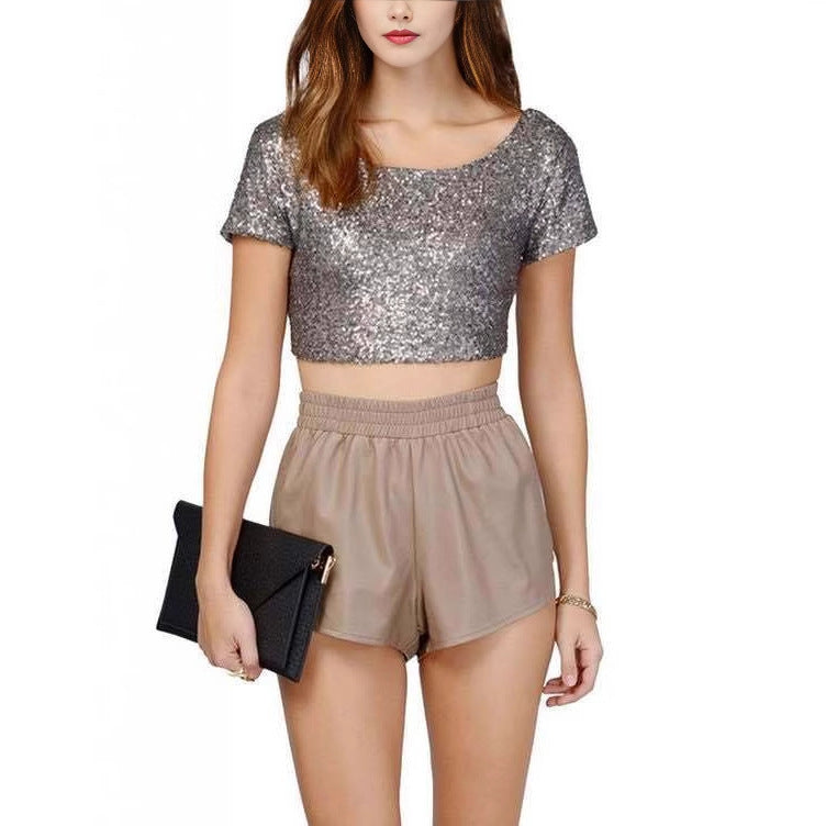 Sexy Shining Bright Piece Backless Cropped Tops