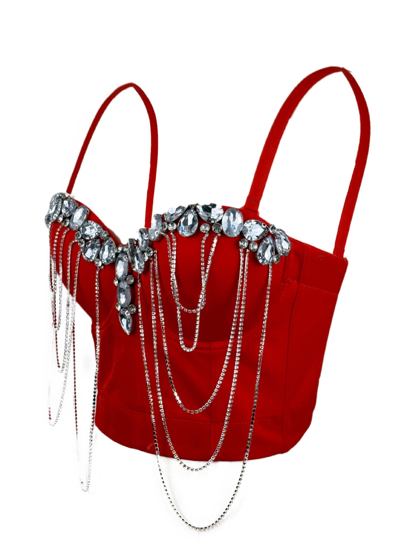 White Chain Diamond Sexy Bra Design Sense Tops