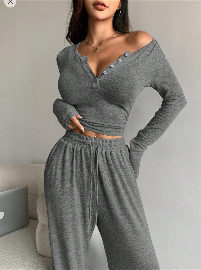 Women's Button Pure Color Tight Lengthened Trousers Suits