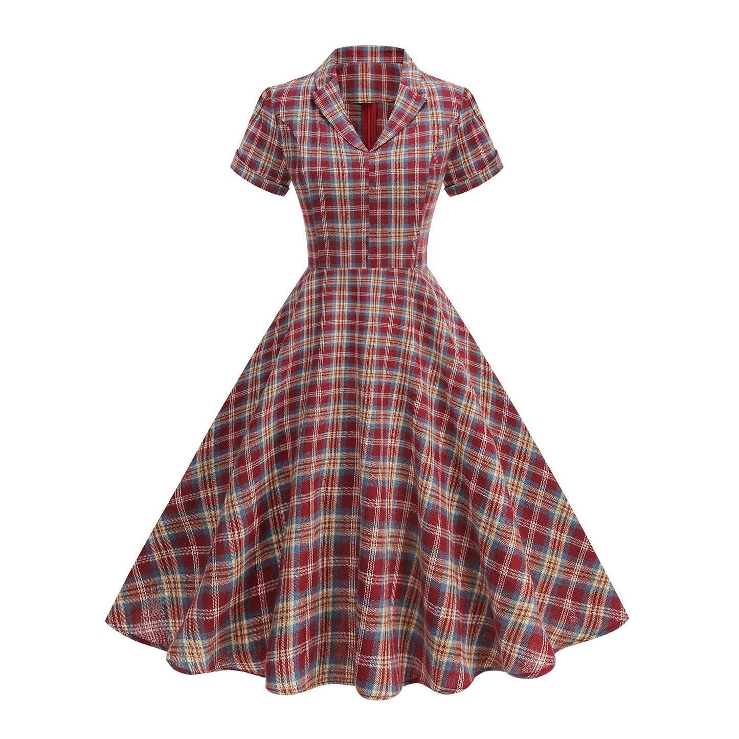 Autumn British Plaid Retro Elegant Collar Suits