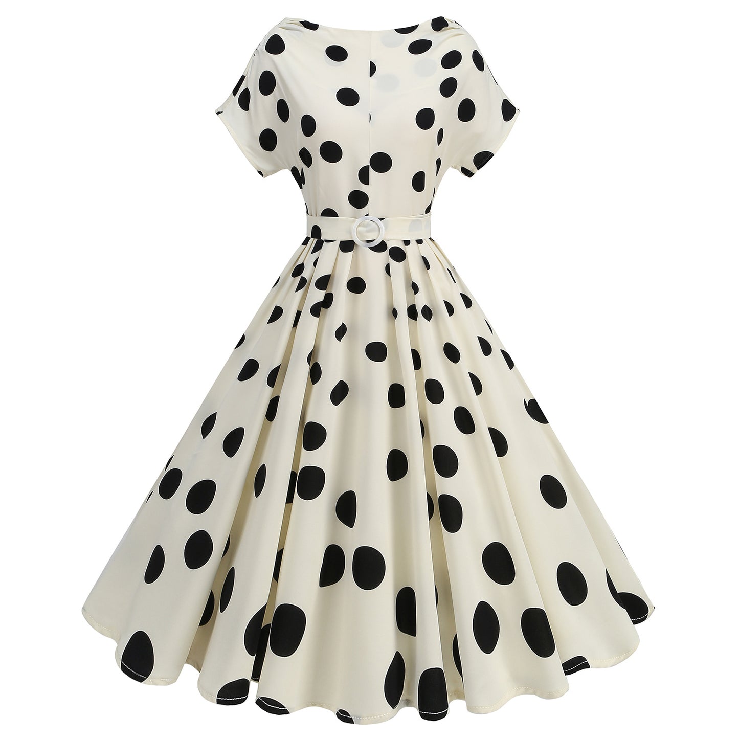 Women's Halloween Swing Collar Pile Sleeve Polka Dot Print Dresses