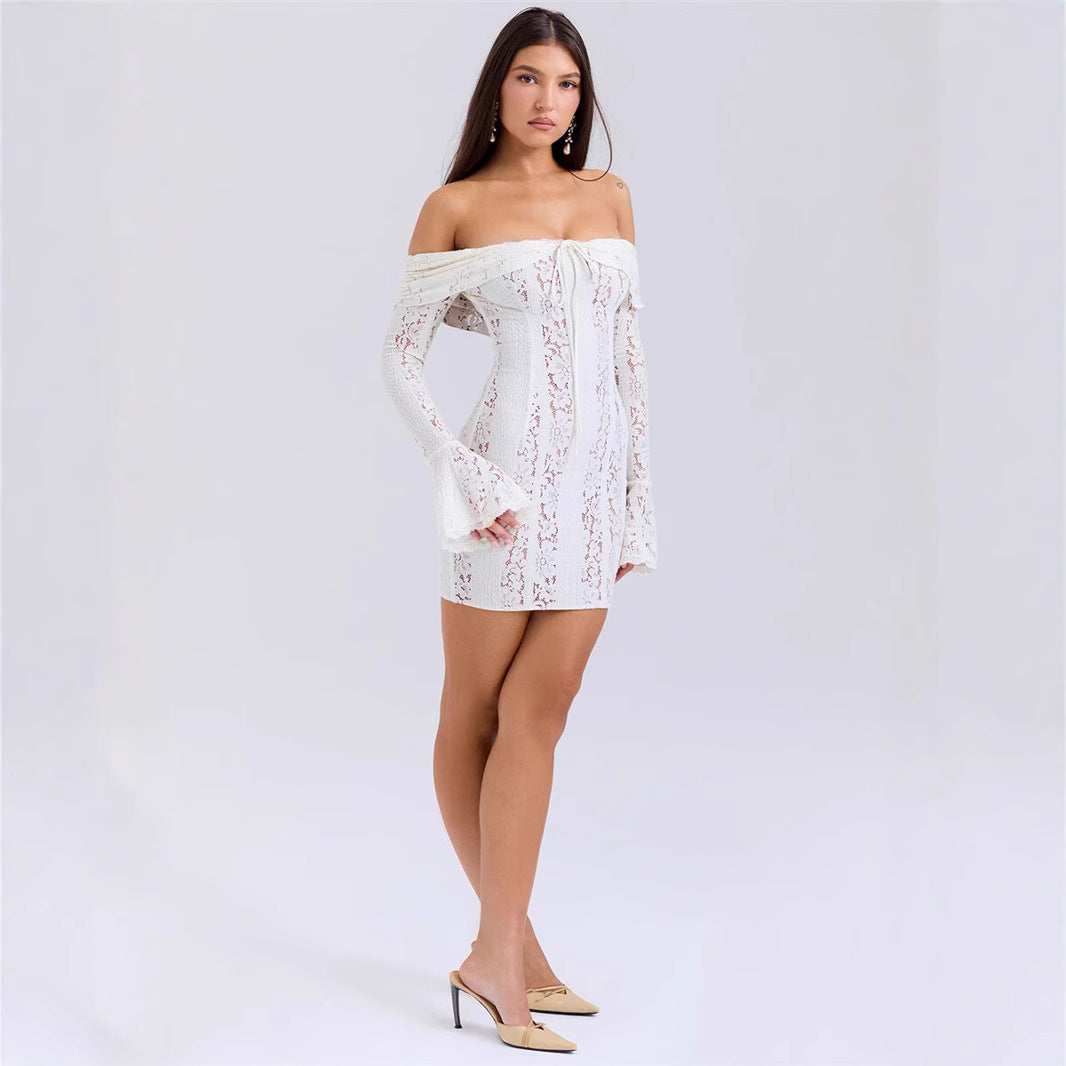 Women's Early Spring Sexy Hollow Long-sleeved Dress Clothing