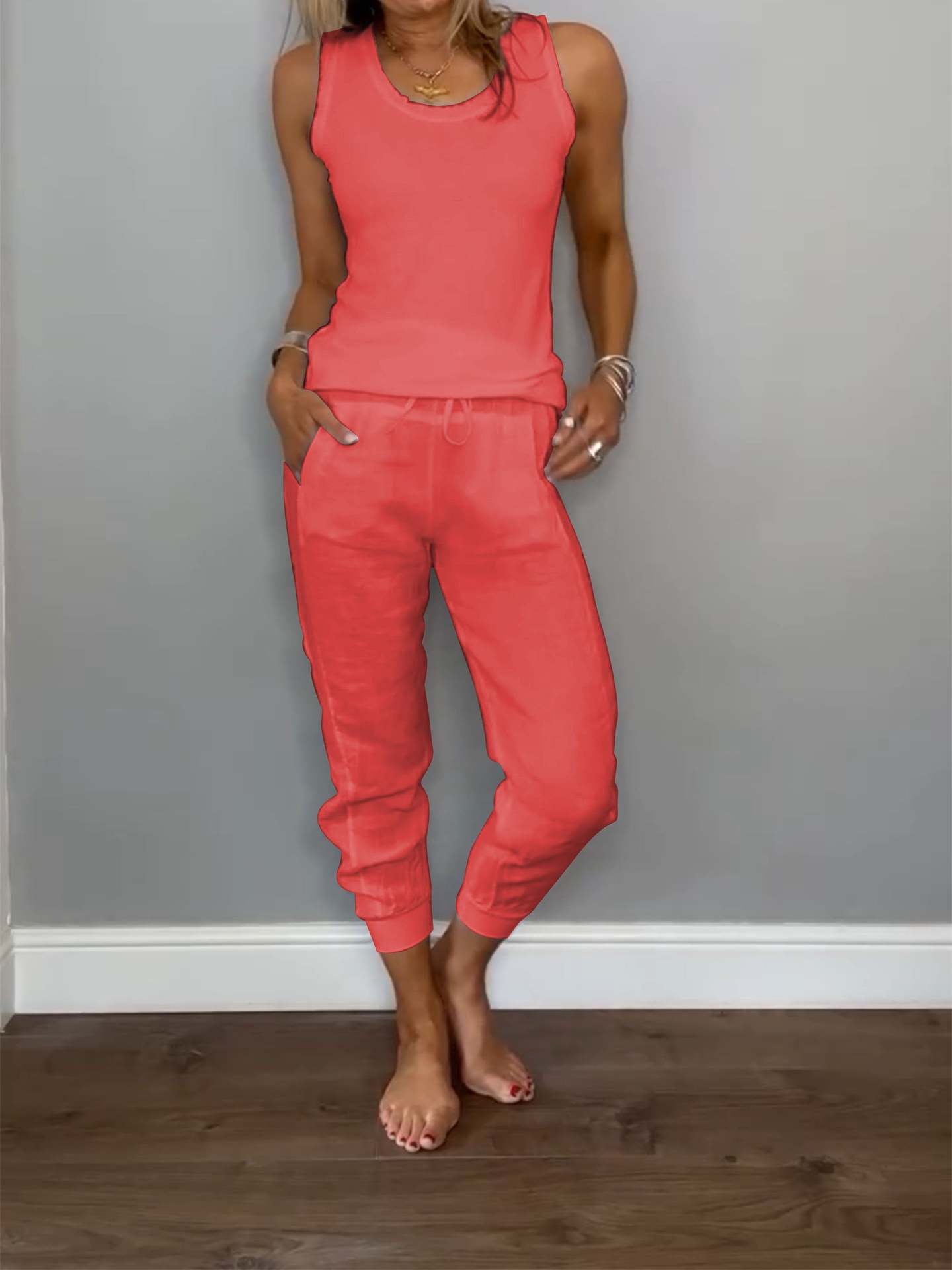 Pretty Versatile Classy Linen Drawstring Casual Suits