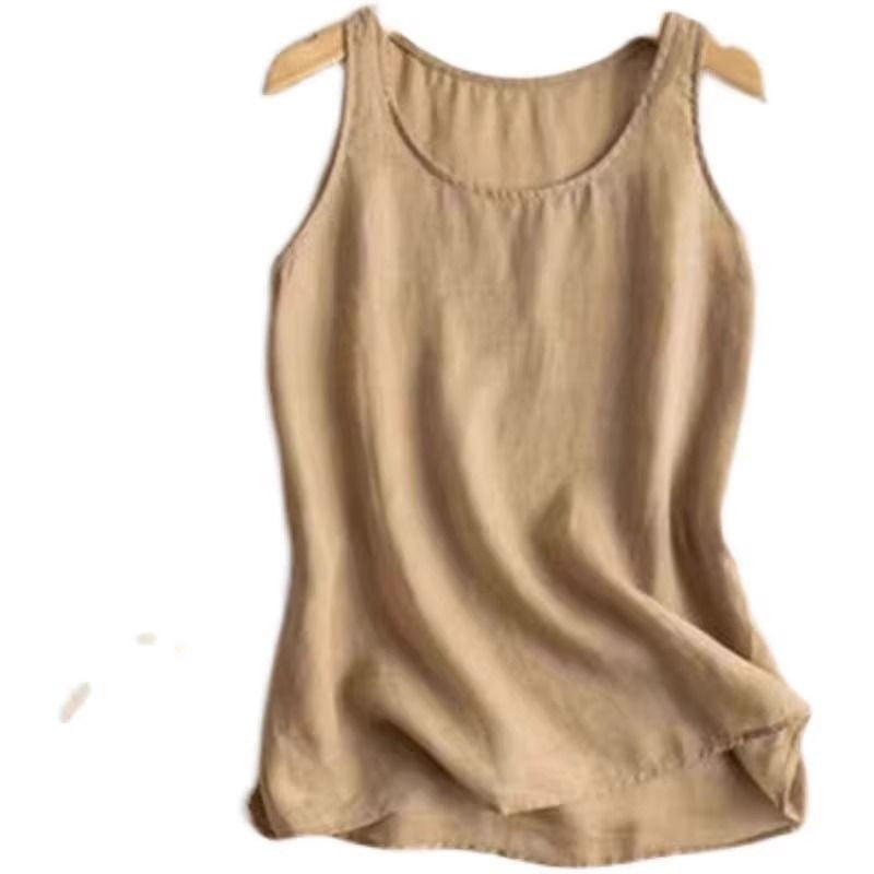 Women's Linen Sleeveless Summer Wear Loose Casual Fashion Tops