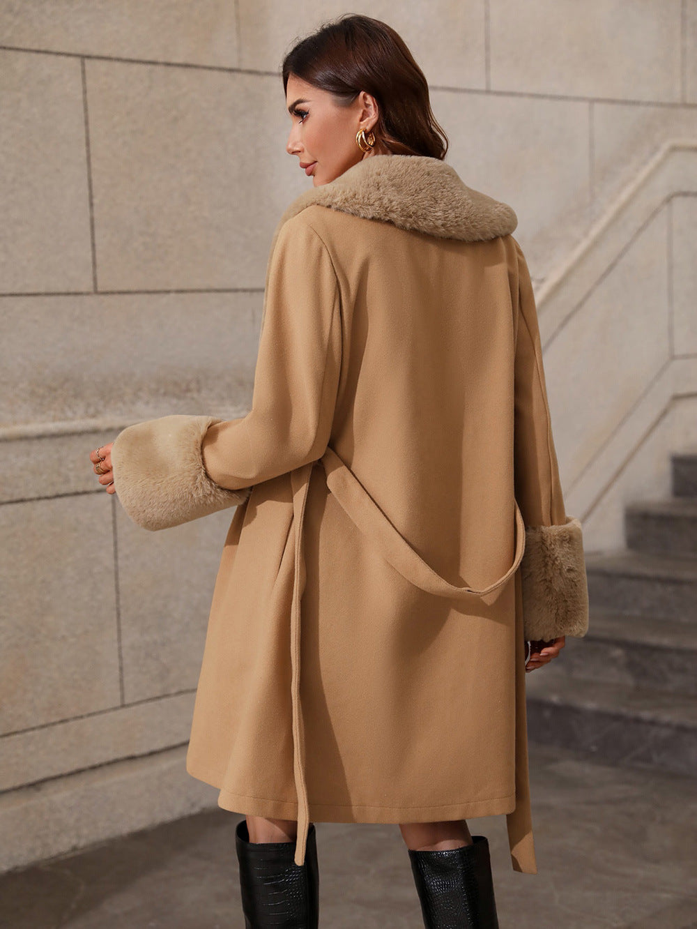 Women's Mid-length Lapel Single-breasted Strap Trench For Coats