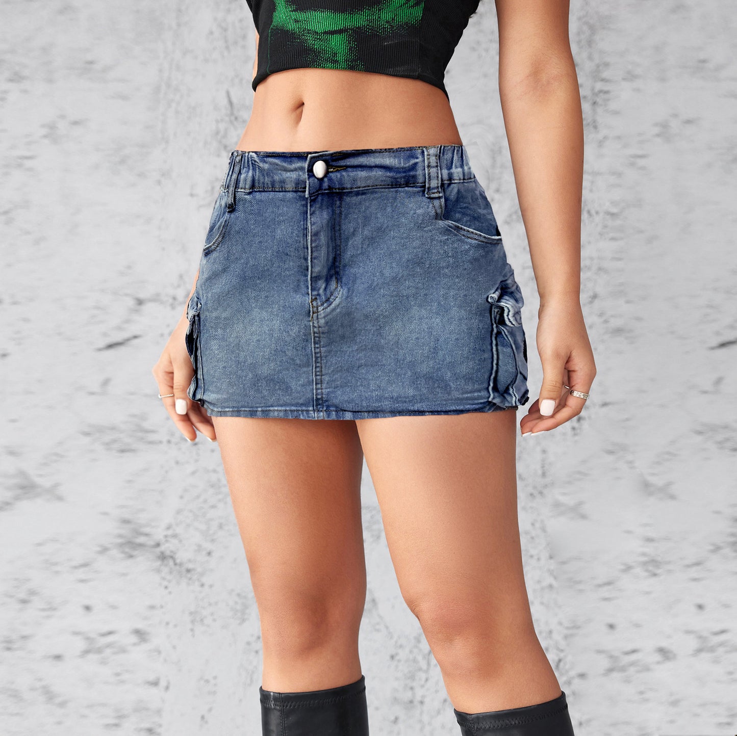 Women's Denim Summer Retro Stretch Pocket Skirts