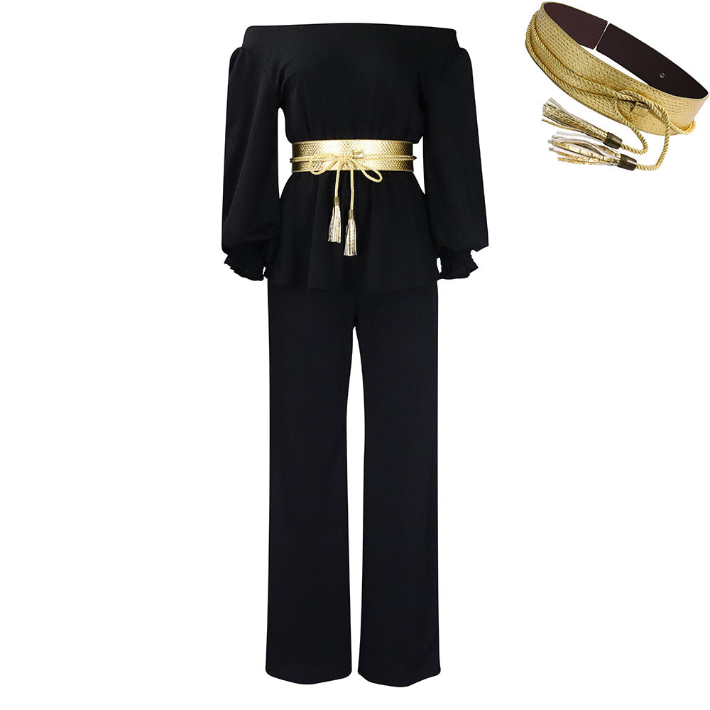 Charming Women's With Belt Long-sleeved Loose Blouses