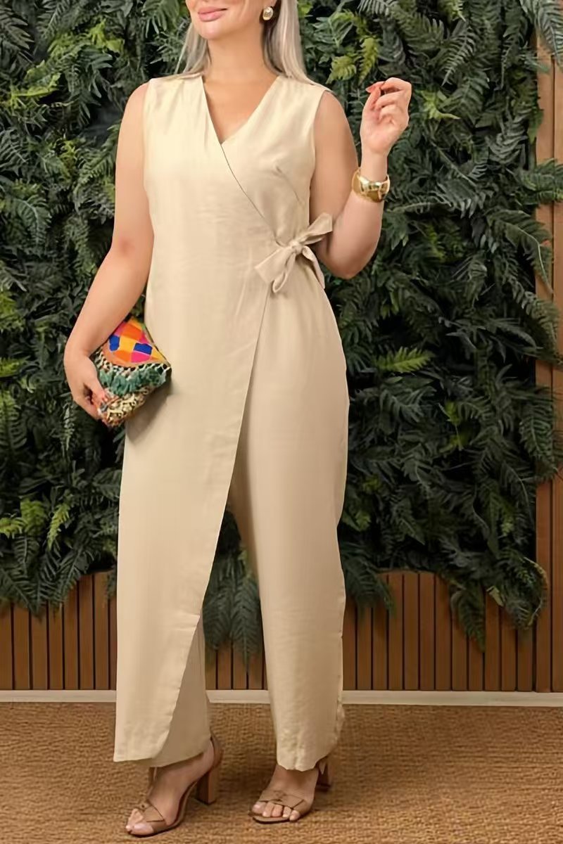 Women's Charming Solid Color Casual Bandage Jumpsuits