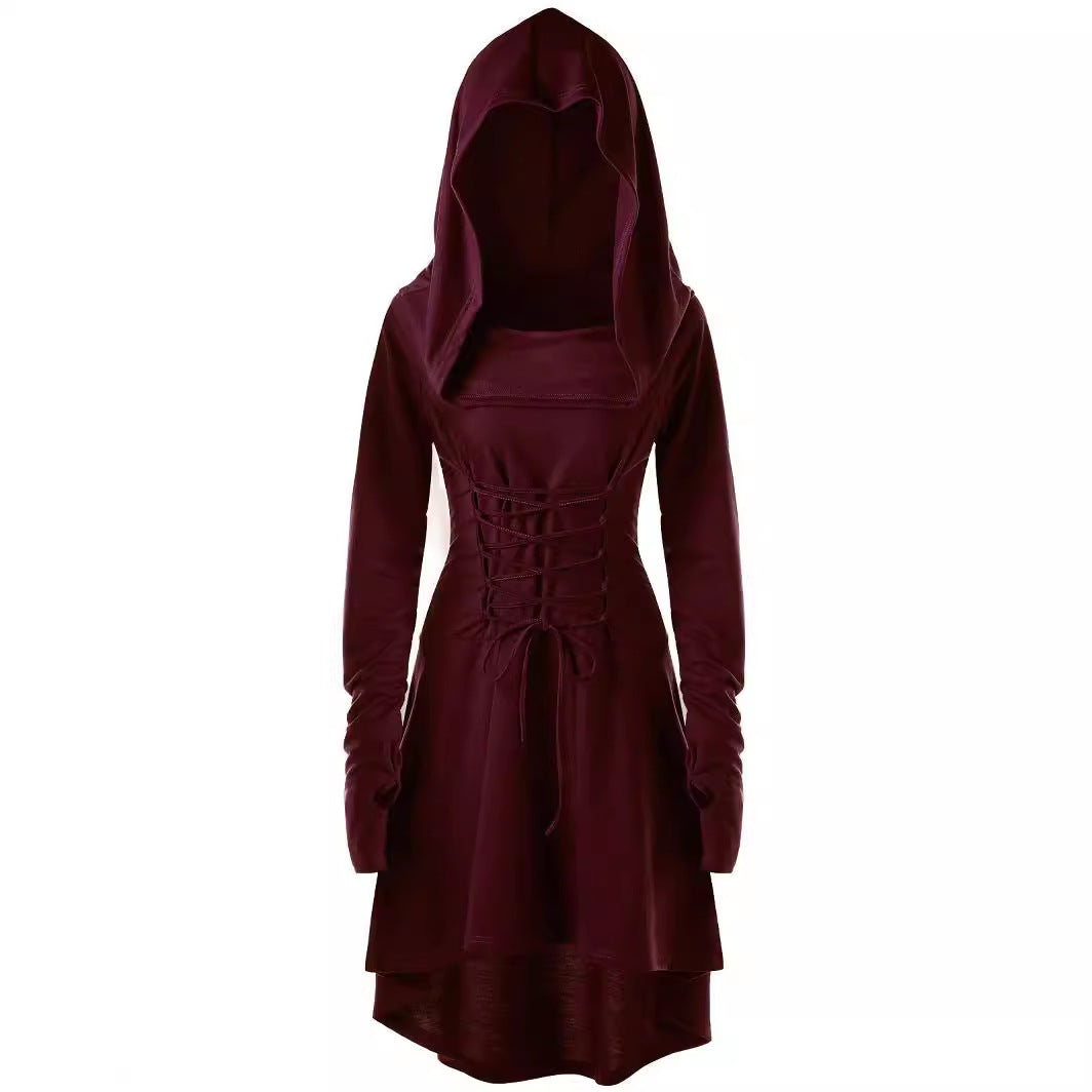 Women's Color Holiday Performance Long Sleeve Hooded Dresses