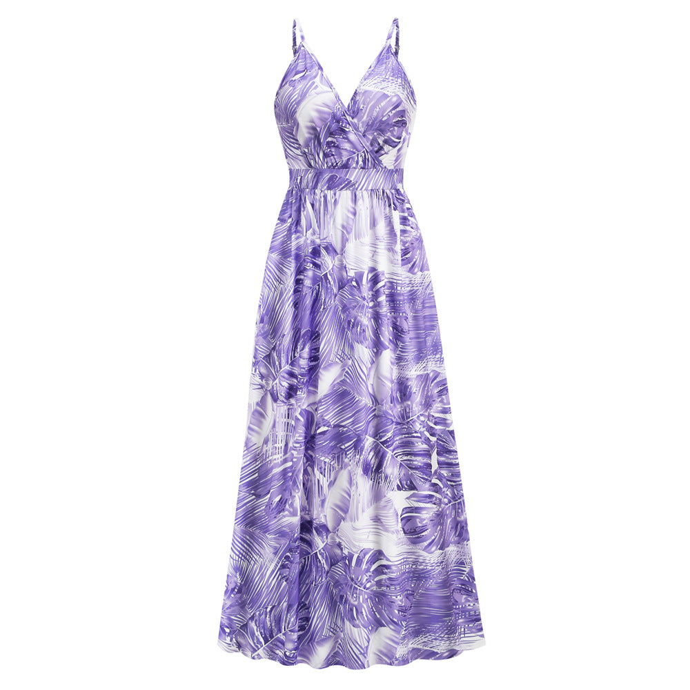 Women's Bohemian Printed Maxi Dress Sexy Strap Dresses