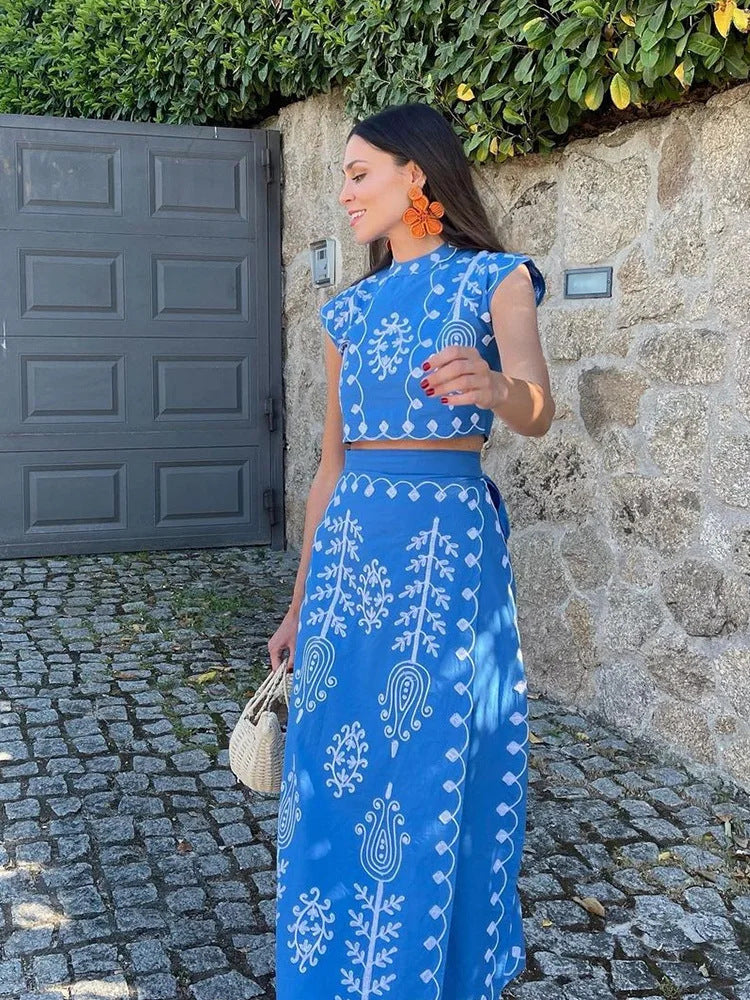 Fashion Printing Vacation Style Two-piece Dress Dresses