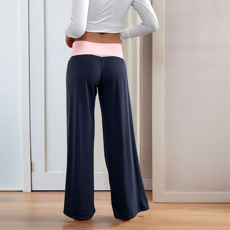 Women's Low Waist Trousers Casual Contrast Color Pants