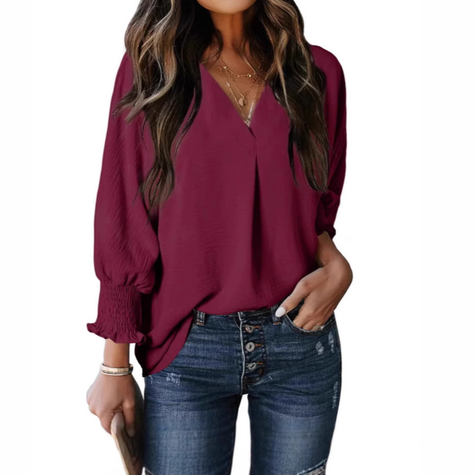Women's Casual Long Sleeve Loose Shirt T-shirt Blouses