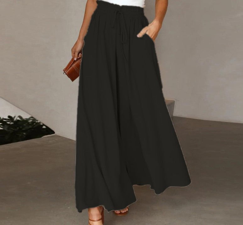 Women's Waistband Wide Leg High Waist Long Pants