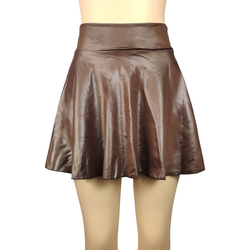 Women's Large Swing High Waist Faux Leather Skirts