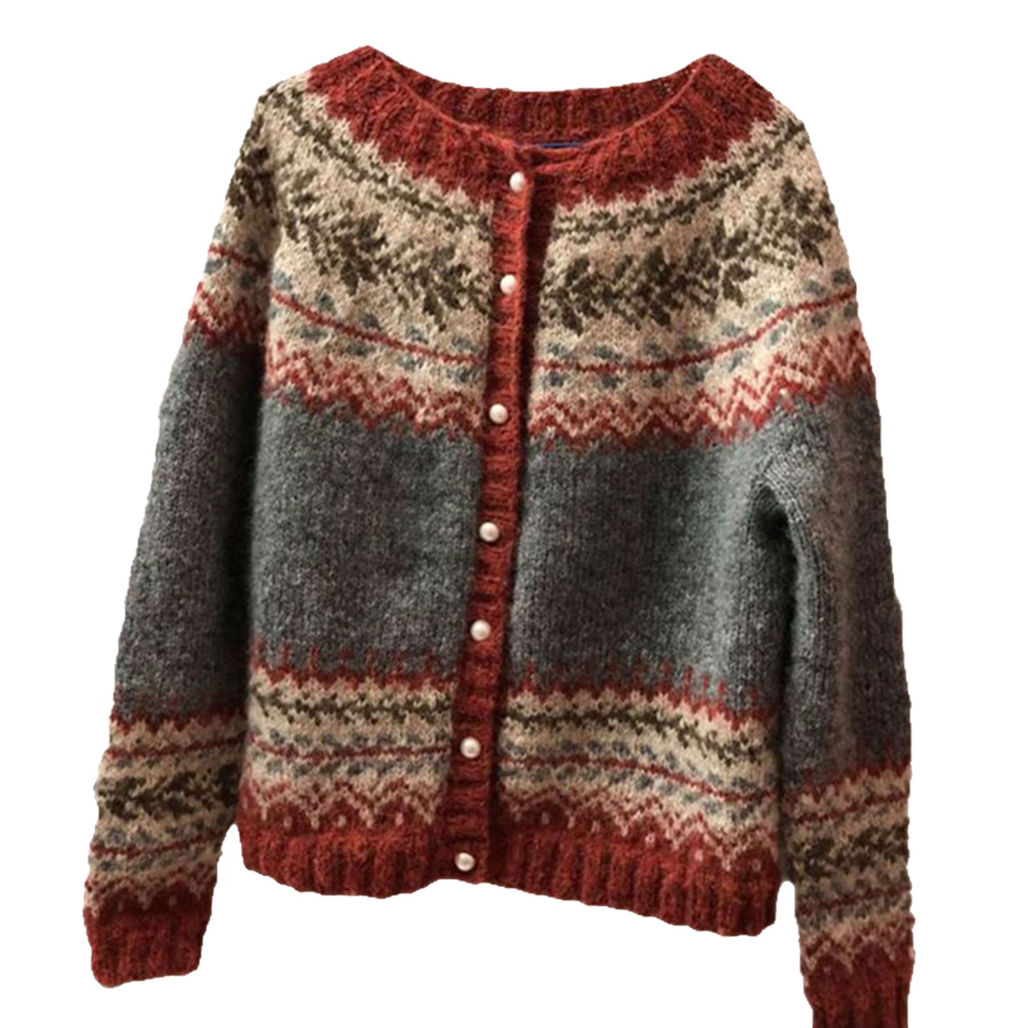 Versatile Women's Ethnic Style Jacquard Single-breasted Women's Sweater