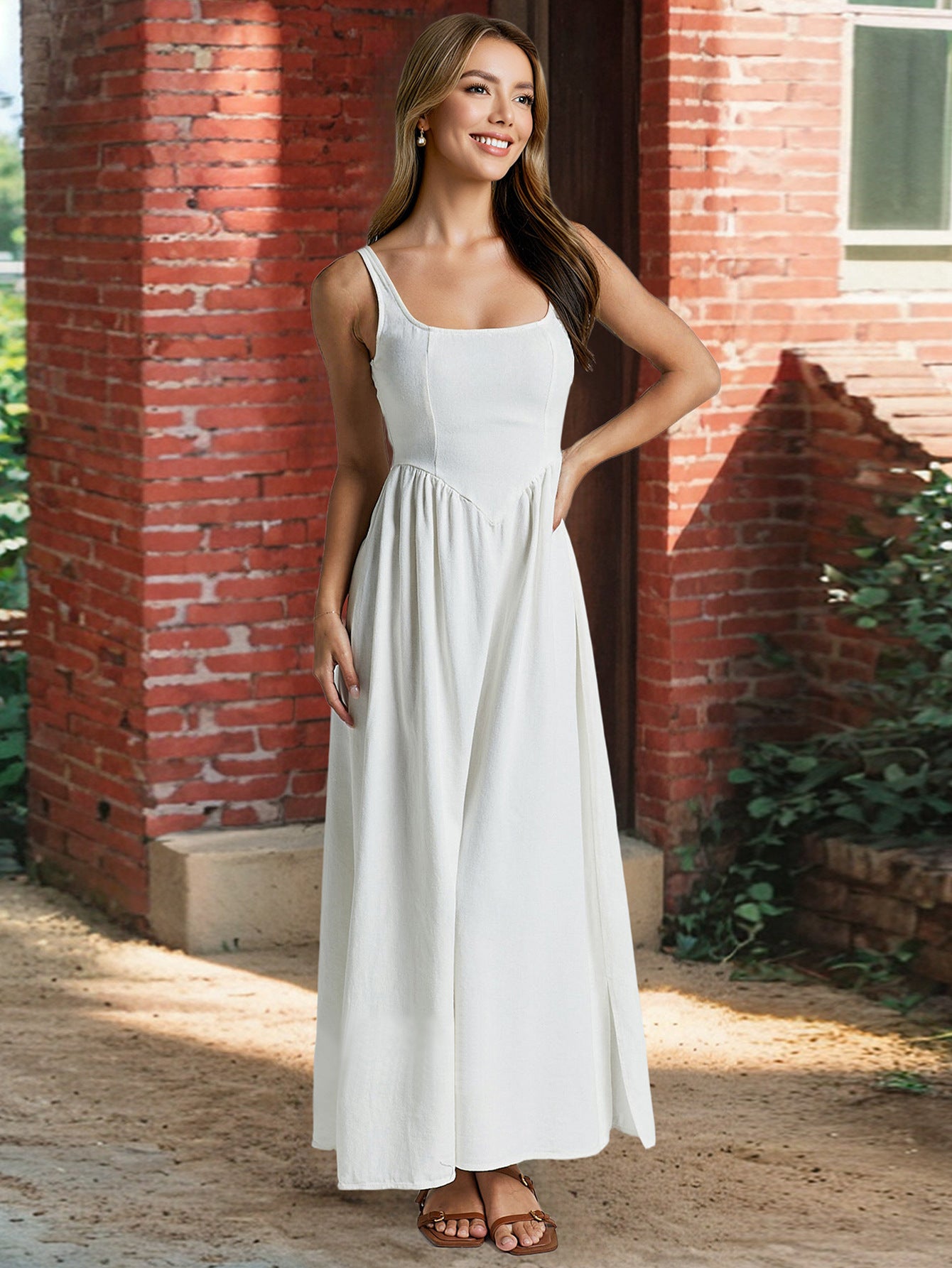 Women's Graceful Shift Dress Solid Color Long Dresses
