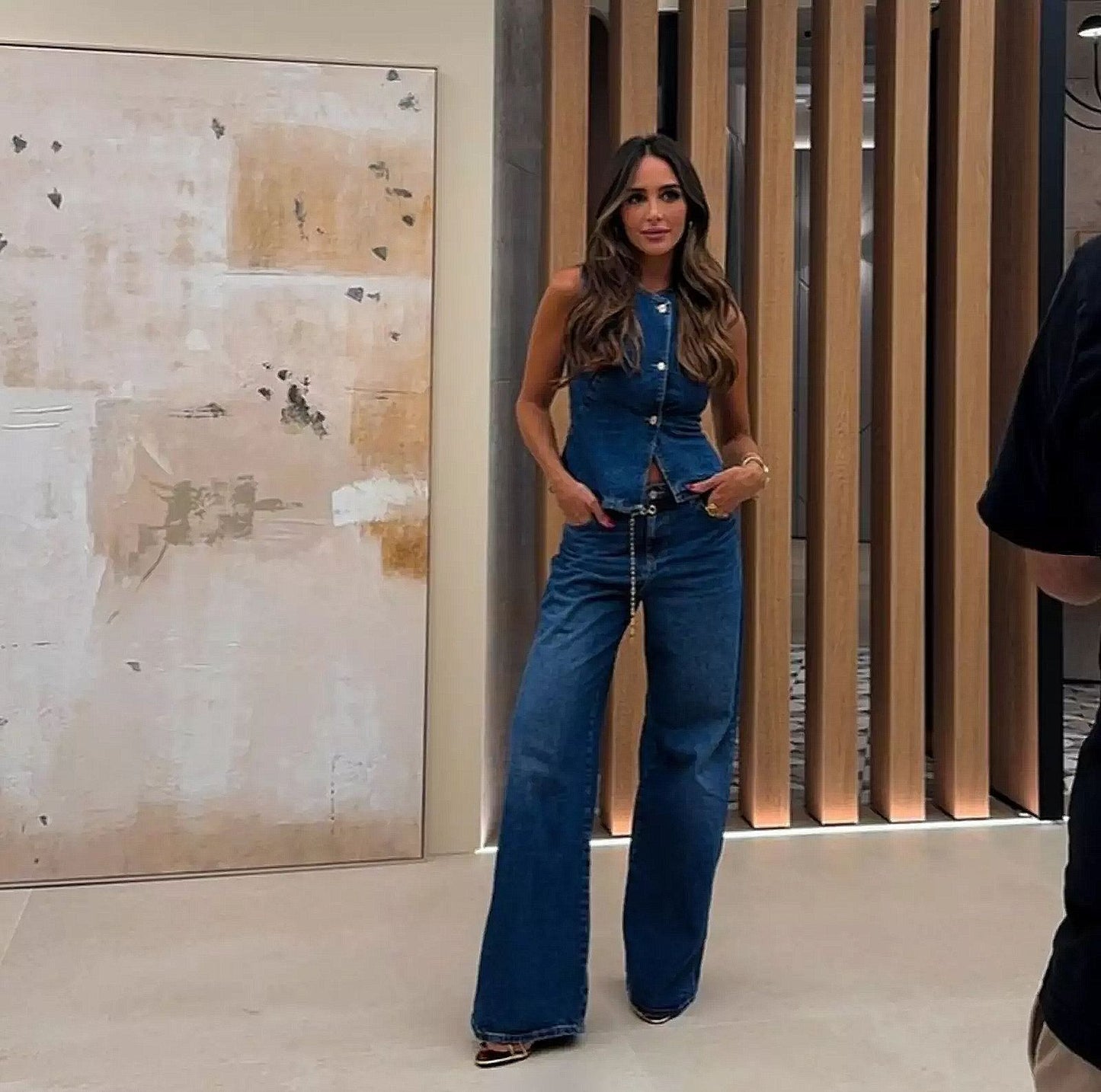 Women's Classic Elegant Sleeveless Fashion Denim Suits