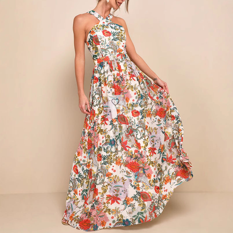 Women's Fashion Chiffon Print Fairy Long Elegant Dresses