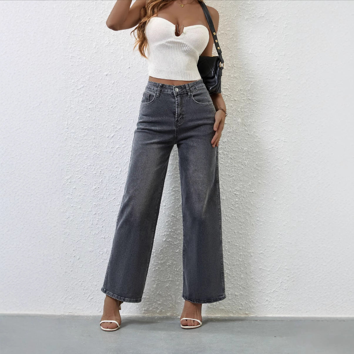 Women's Fashion Casual Stretch Quality Straight High Jeans