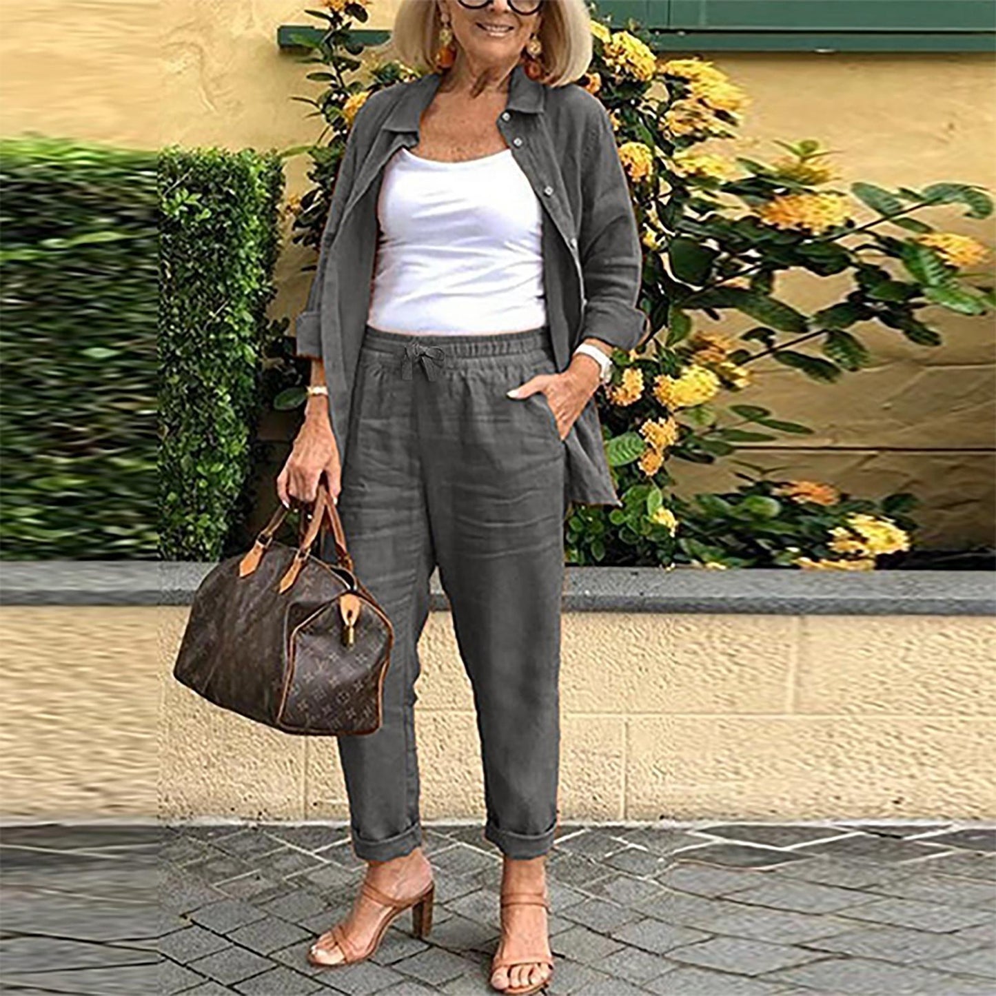 Women's Autumn Cotton Linen Harem Retro Loose Suits