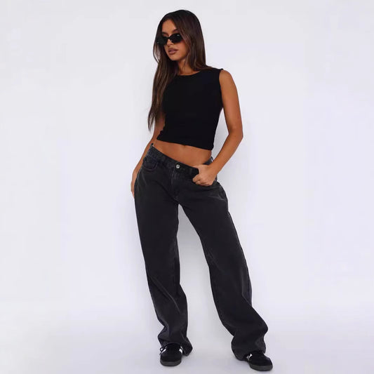Women's Popular Versatile Simple Denim Trousers Jeans