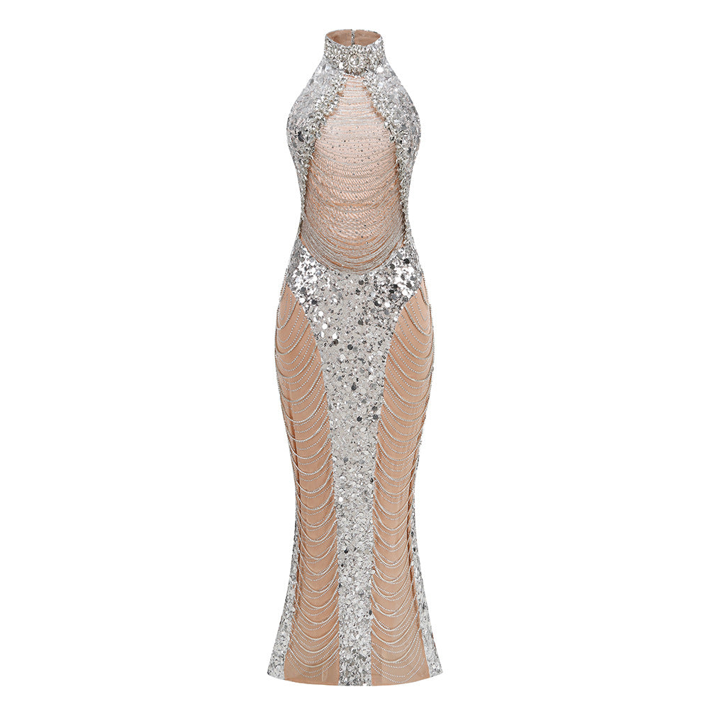 Chain Skinny Sleeveless Long Dress High Quality Fashionable Sexy Dresses