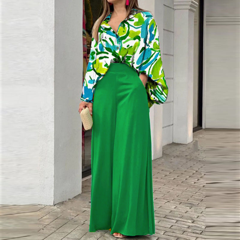 Women's Autumn Print Shirt Elegant Fashion Casual Suits