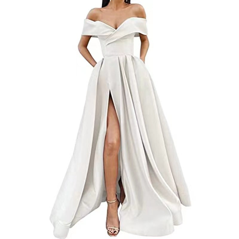 Women's Classic Dress Summer Deep Satin Evening Dresses