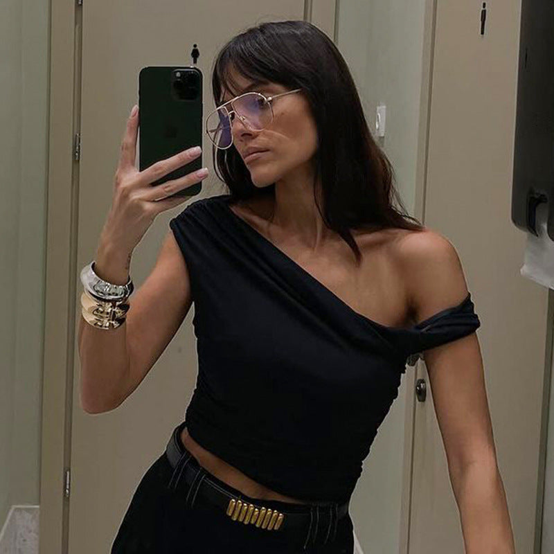 Women's Summer Hot Style Cold-shoulder Twist Design Blouses