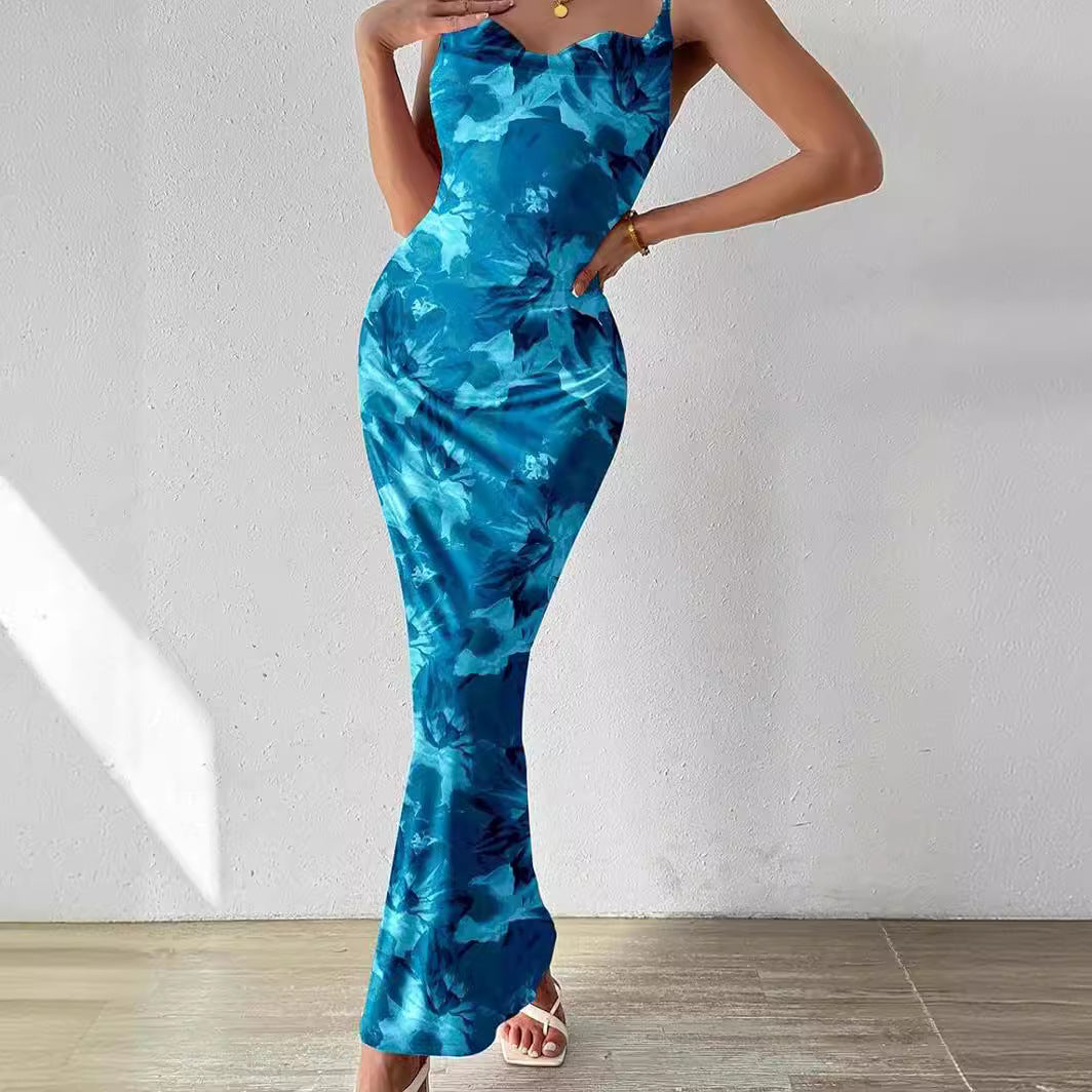 Women's Floral Spaghetti Strap Sleeveless Printing Slip Dresses