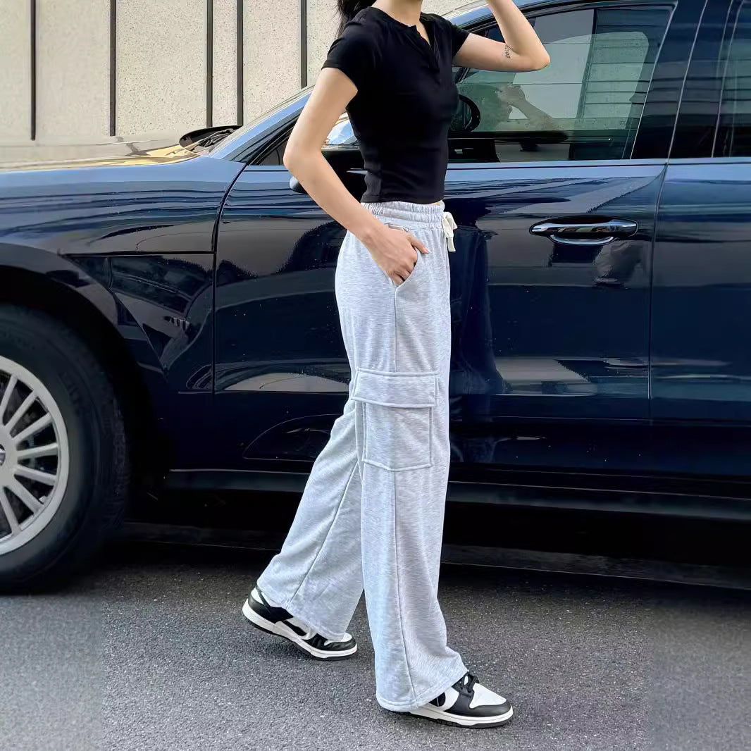 Women's Trendy Cargo Pocket Zipper Trousers Loose Pants