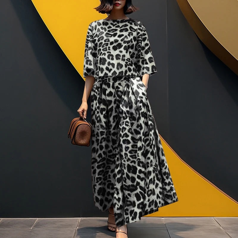 Women's Bohemian Floral Printed Shirt Wide Leg Fashion Casual Suit