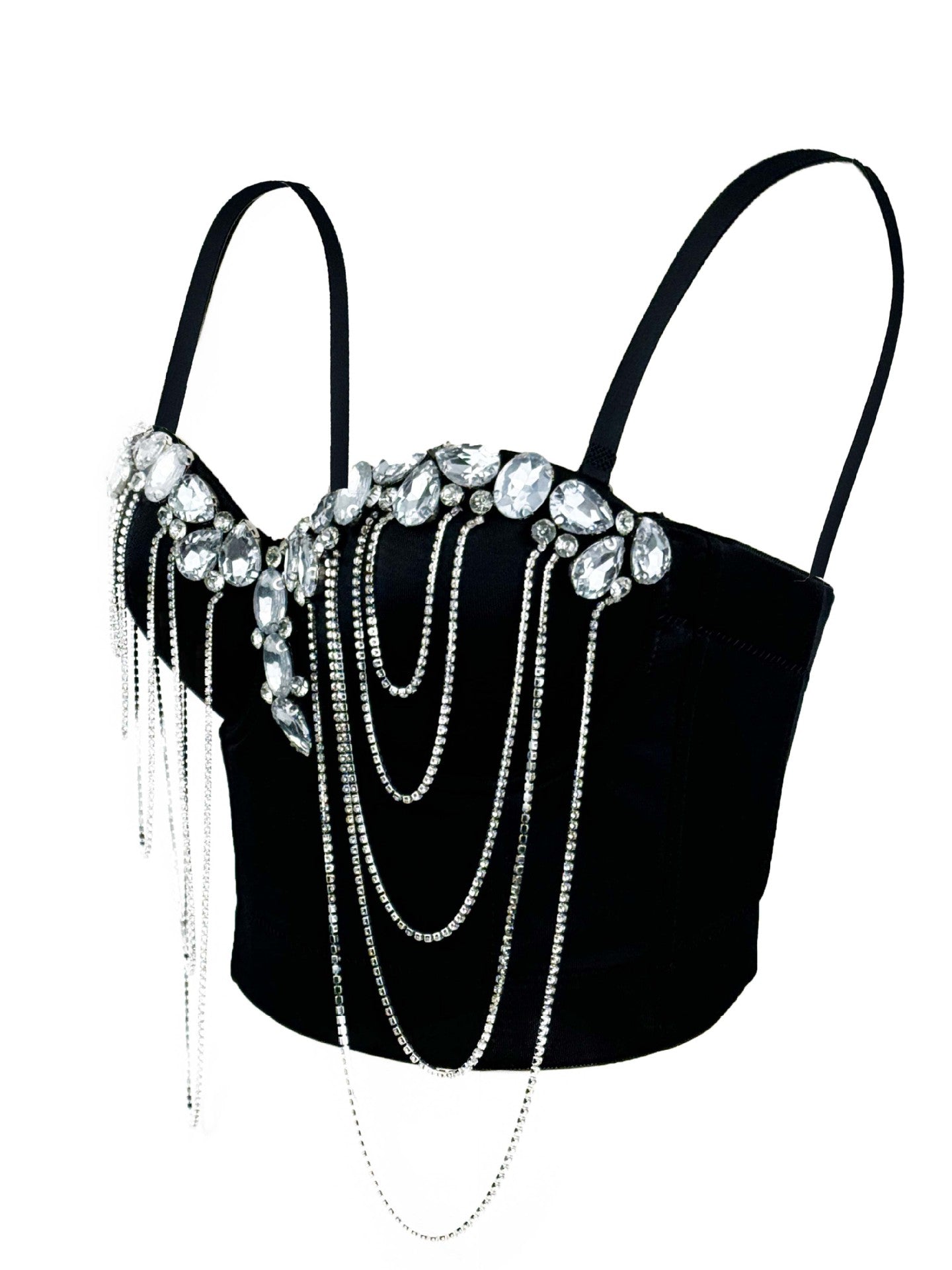 White Chain Diamond Sexy Bra Design Sense Tops