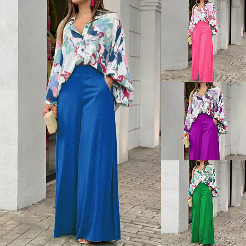 Women's Autumn Print Shirt Elegant Fashion Casual Suits