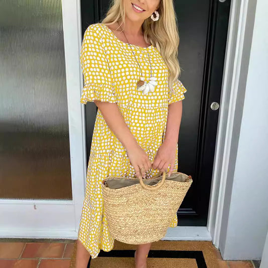 Women's Fashion Wear Summer Round Neck Printed Dresses