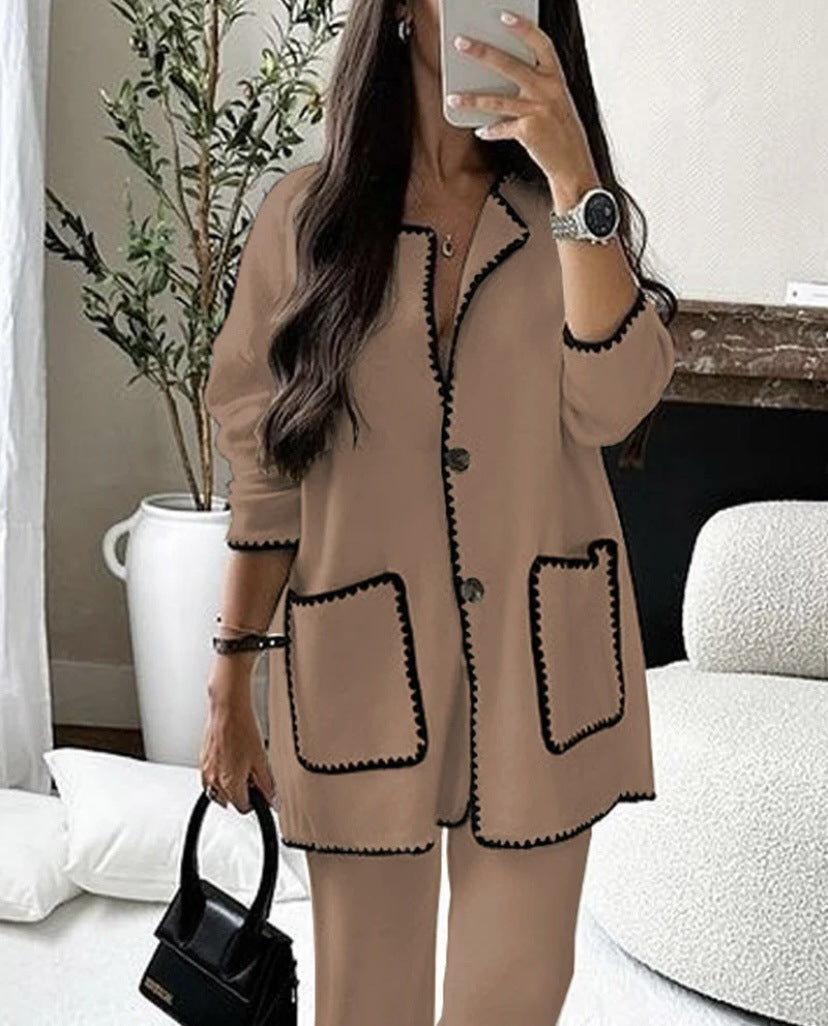 Women's Fashion Casual Loose Solid Color Two-piece Suits