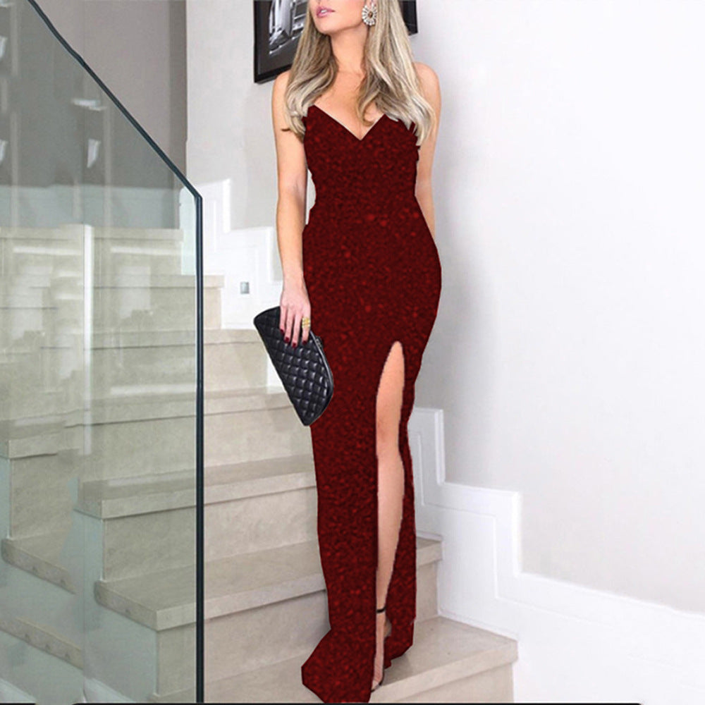 Women's Summer Sexy Fashion Sleeveless Dress Sequined Evening Dresses