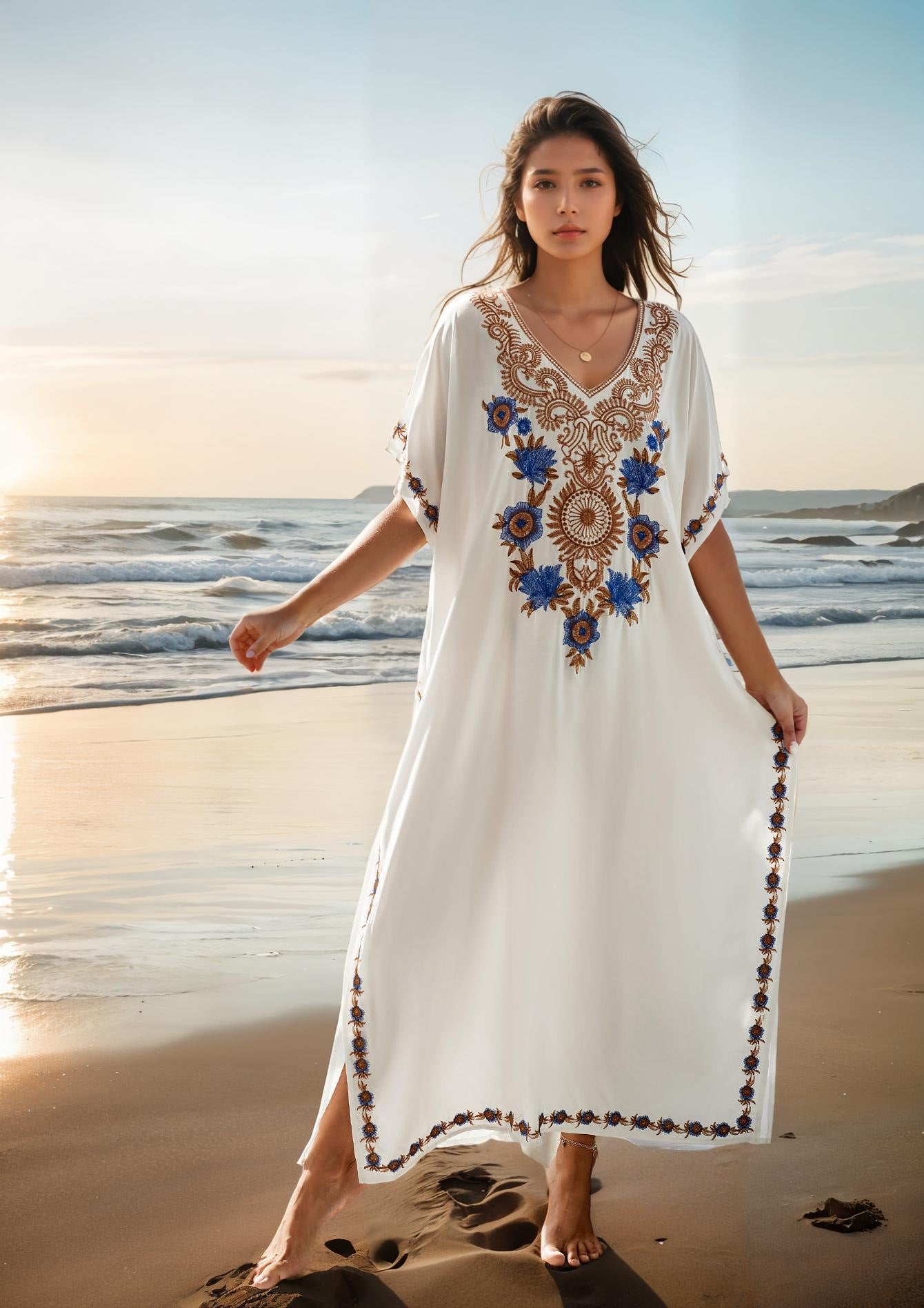 Beach Cover-up Seaside Swimwear Outer Dress Blouses