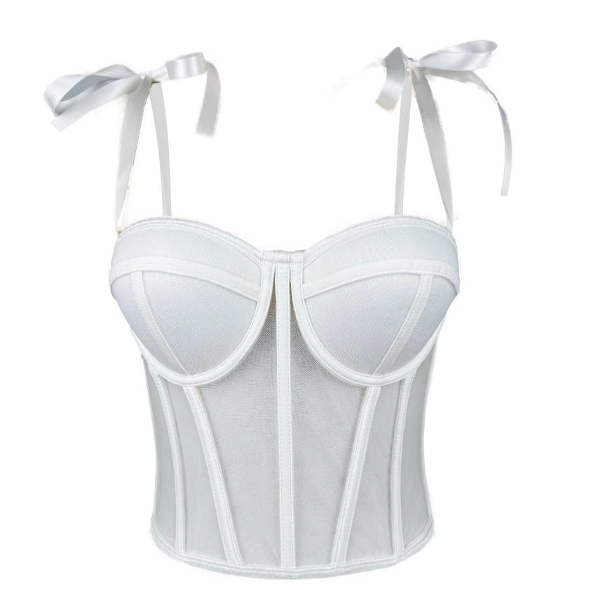 Corset Sexy Slim Line Bow Rope Waistband Tops