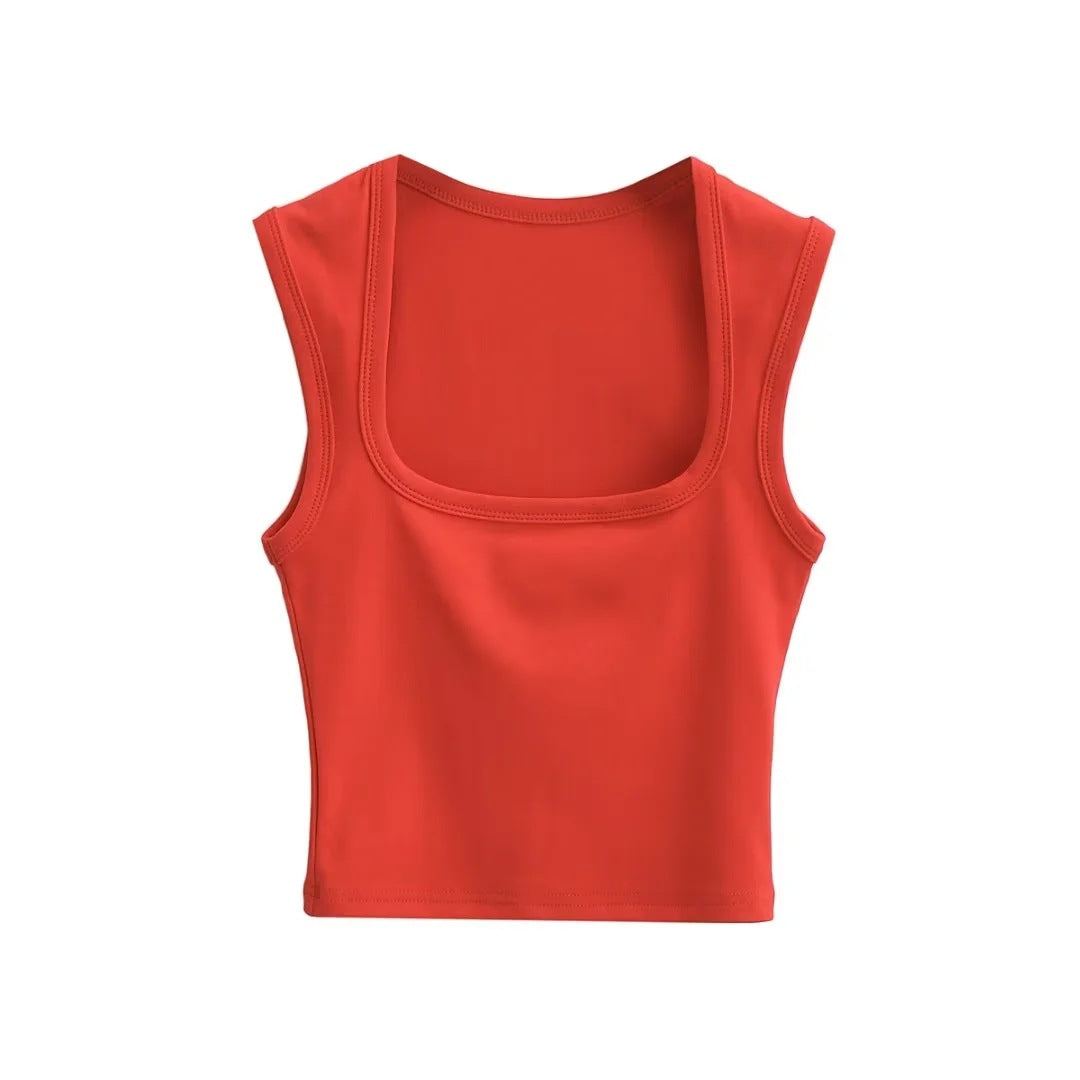 Women's Summer Sexy Deep Square Collar Tight-fitting Tops